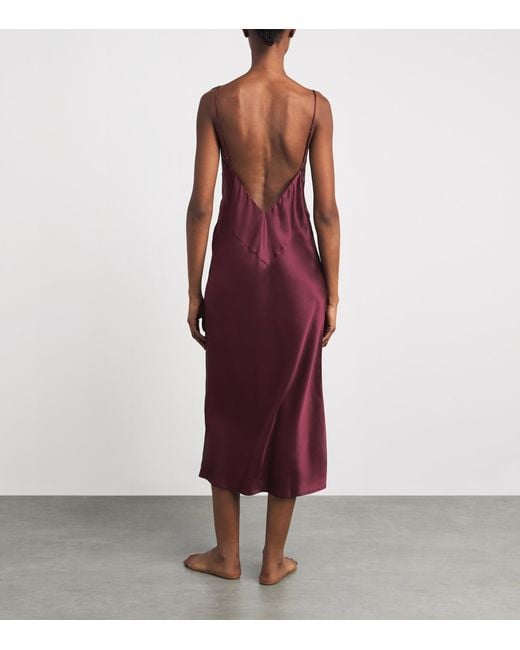 Olivia Von Halle Purple Silk Ilse Midi Slip Dress