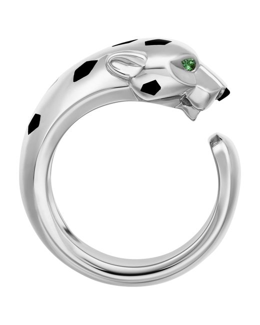 Cartier Metallic Medium, Tsavorite Garnet And Onyx Panthère De Ring