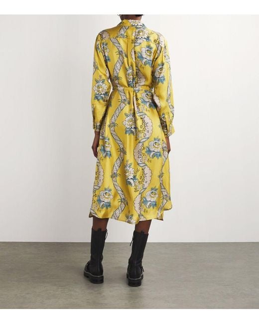 Weekend by Maxmara Yellow Silk Floral Shirt Dress