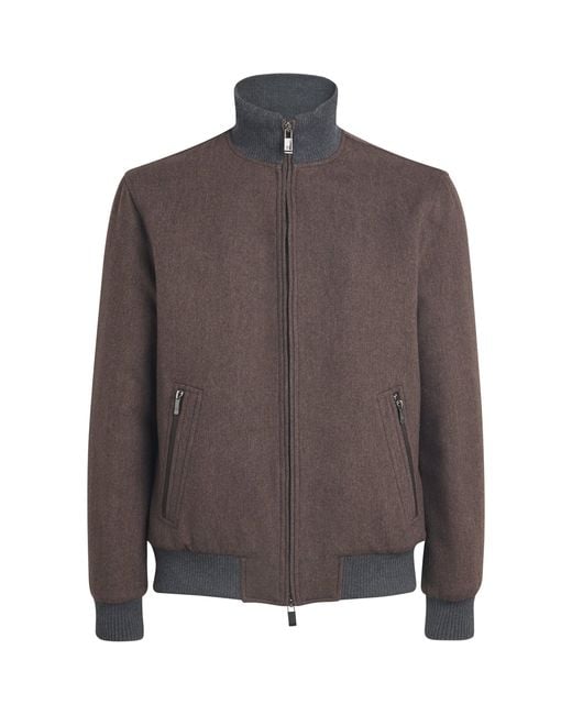 Pal Zileri Brown Wool-Blend Padded Bomber Jacket for men