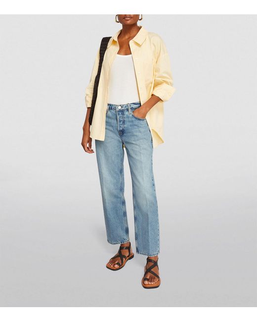 FRAME Blue Slouchy Mid-rise Straight Jeans