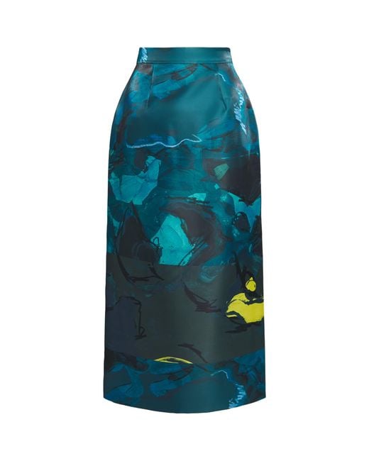 Roksanda Blue Brushstroke Print Irma Midi Skirt