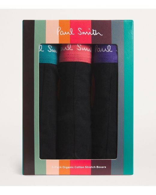 Paul Smith Black Organic Cotton Stretch Logo Trunks (pack Of 3) for men