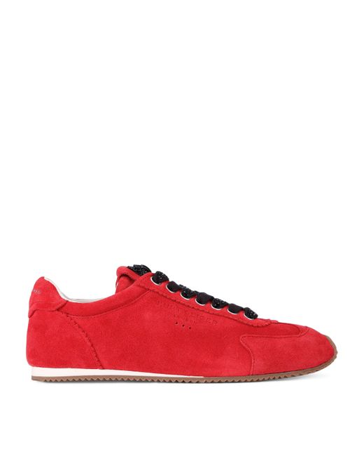 Kurt Geiger Red Suede Islington Low-Top Sneakers