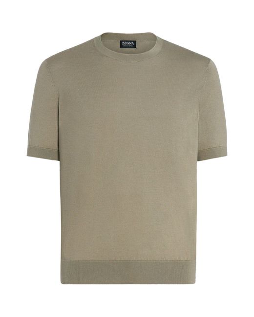 Zegna Green Cotton Crew-neck T-shirt for men