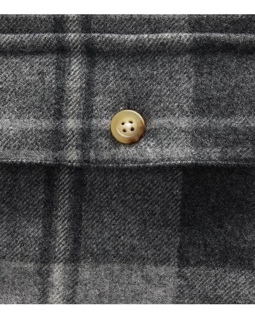 Polo Ralph Lauren Gray Wool Classic Fit Plaid Overshirt for men