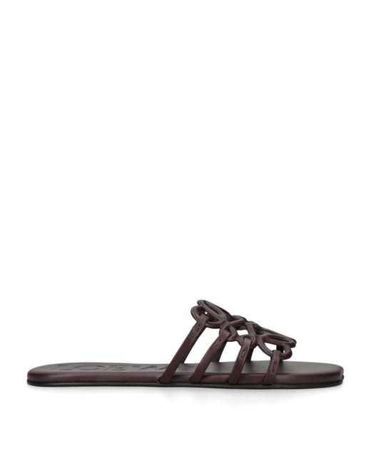 Loewe Brown Leather Petal Anagram Sandals