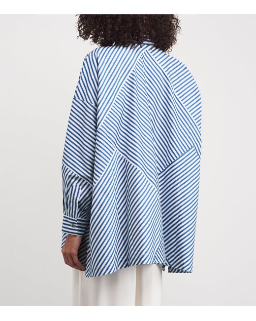 Eskandar Blue Stripe Wide A-Line Shirt