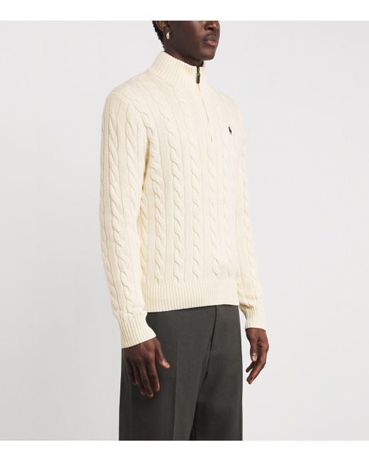 Polo Ralph Lauren White Cotton Cable Knit Sweater for men