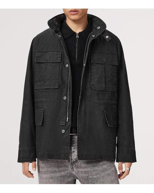 AllSaints Black Organic Cotton Valen Jacket for men