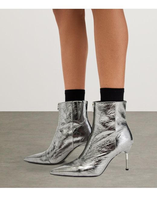 AllSaints Gray Metallic Leather Natasha Boot 52