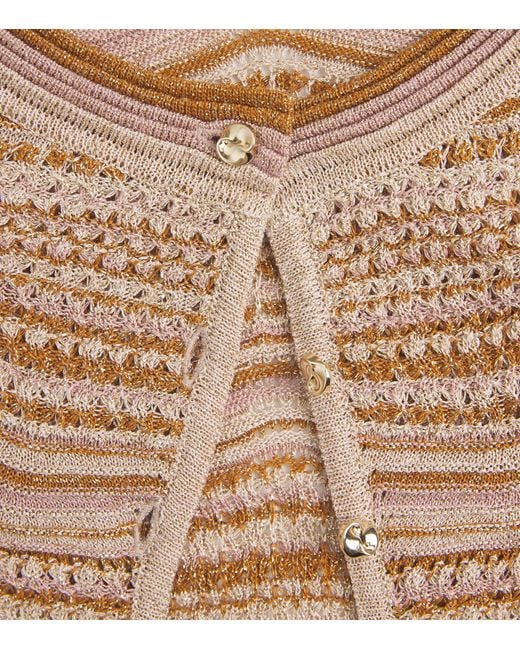 Sandro Brown Knitted Stripe Cardigan