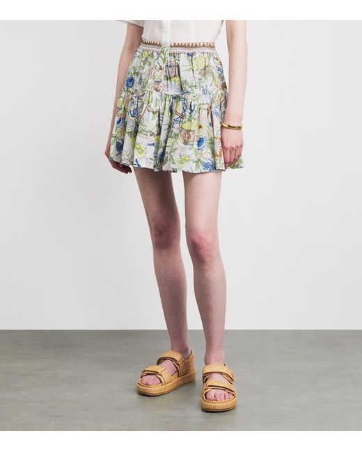Maje White Cotton Printed Mini Skirt