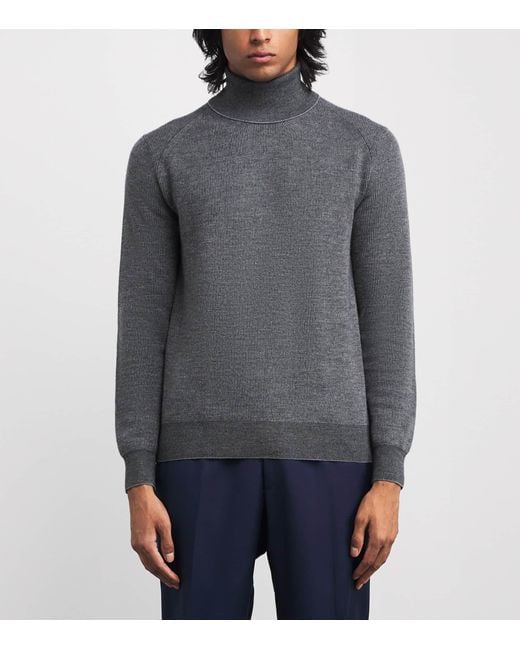 Brioni Gray Knitted Rollneck Sweater for men