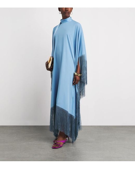 ‎Taller Marmo Blue Fringed Mrs Ross Kaftan Dress