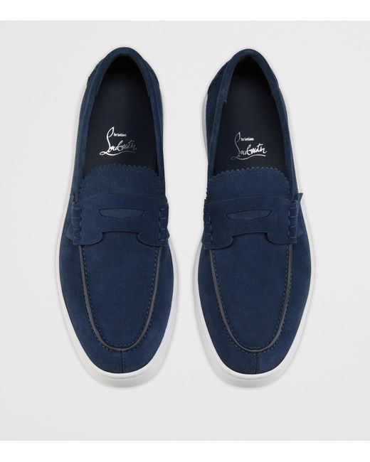 Christian Louboutin Blue The Harold I Suede Boat Shoes for men