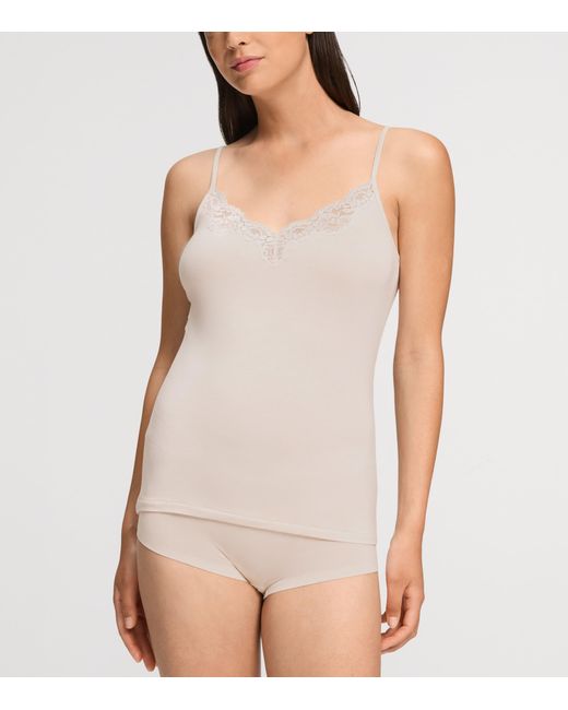 Hanro Pink Lace-Trim Dana Tank Top