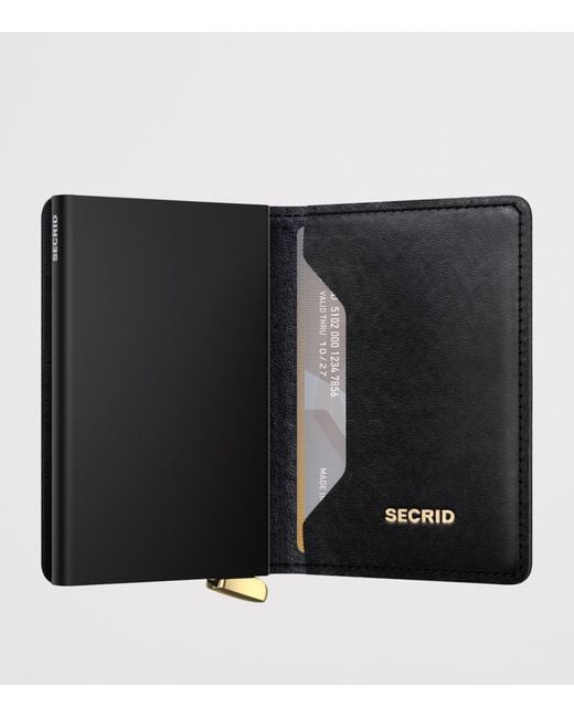 Secrid Black Leather Diamond-Embossed Slimwallet for men