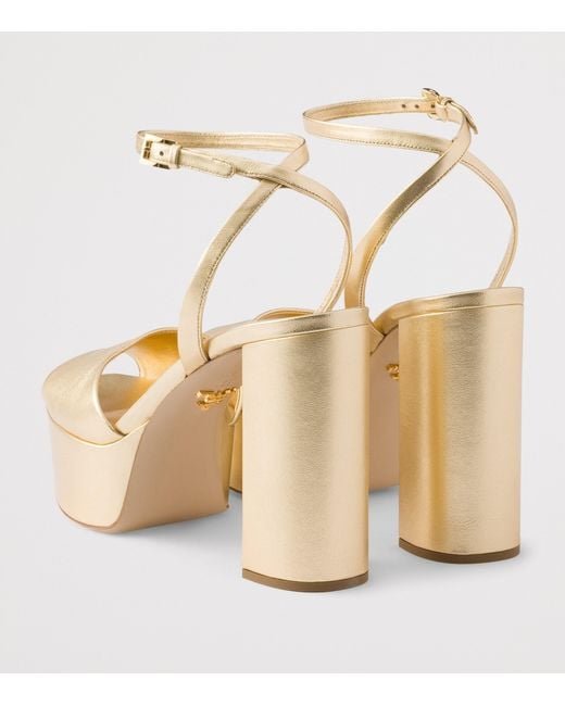 Prada Metallic Leather Platform Sandals