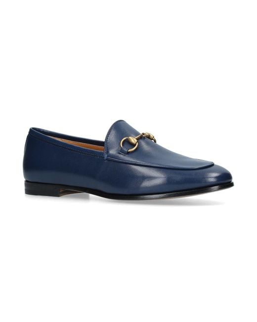 Gucci Leather Jordaan Loafers in Navy (Blue) - Lyst