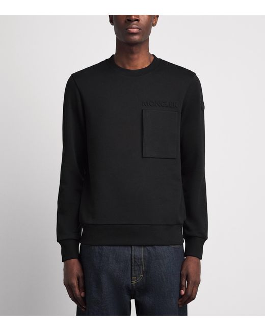 Moncler Black Cotton Raised-Logo Sweatshirt for men