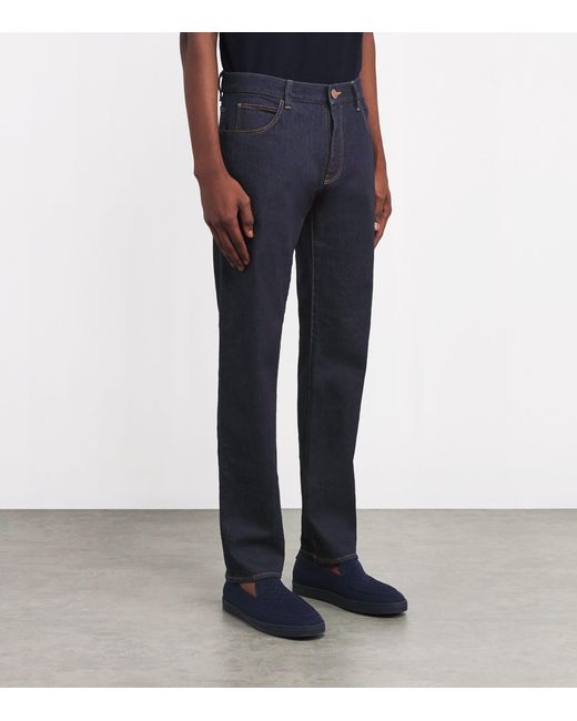 Giorgio Armani Blue Stretch-Cotton Straight Jeans for men