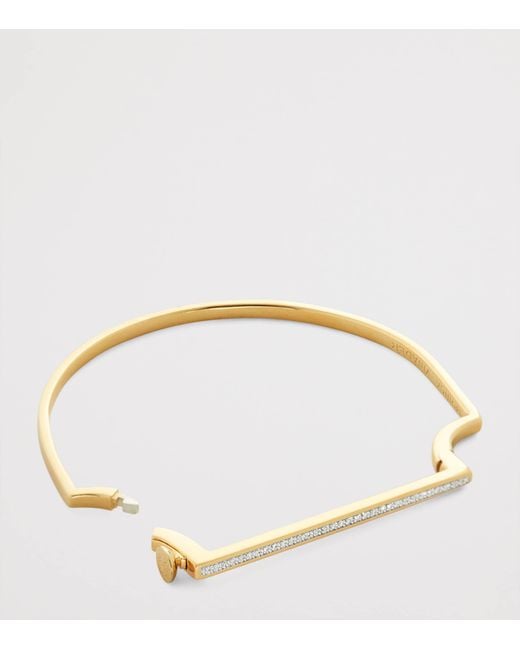 Monica Vinader Metallic Vermeil And Diamond Slim Signature Bangle