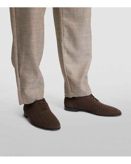 Giorgio Armani Brown Jacquard Knit Oxford Shoes for men
