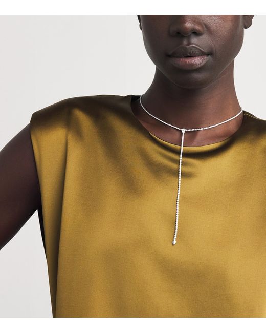 SHAY White And Diamond Thread Y Necklace