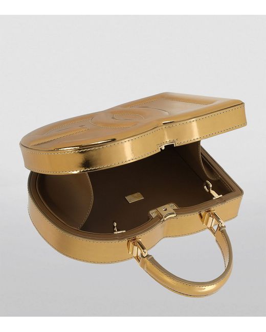 Dolce & Gabbana Natural Metallic Leather Logo Box Top-handle Bag