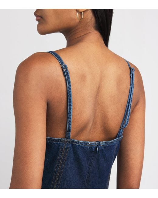Sandro Blue Denim Corset Midi Dress