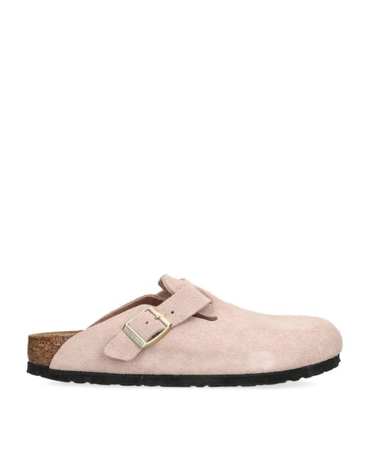 Birkenstock Pink Suede Boston Clogs