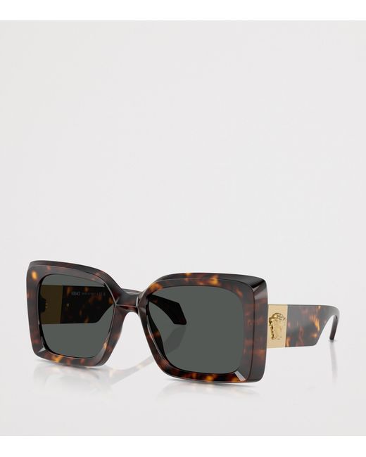 Versace Black Tortoise Square Irregular Sunglasses