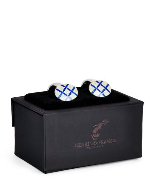 Deakin & Francis Blue Sterling Fancy Pattern Cufflinks for men