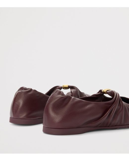 Loewe Brown Leather Pebble Soft Ballet Flats