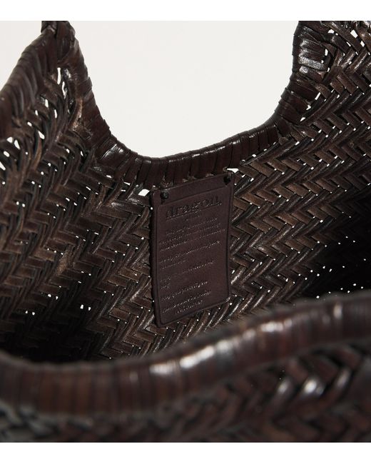 Dragon Diffusion Black Large Leather Woven Nantucket Tote Bag