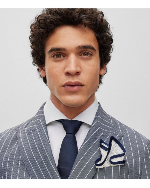 Boss Blue Silk Pocket Square for men