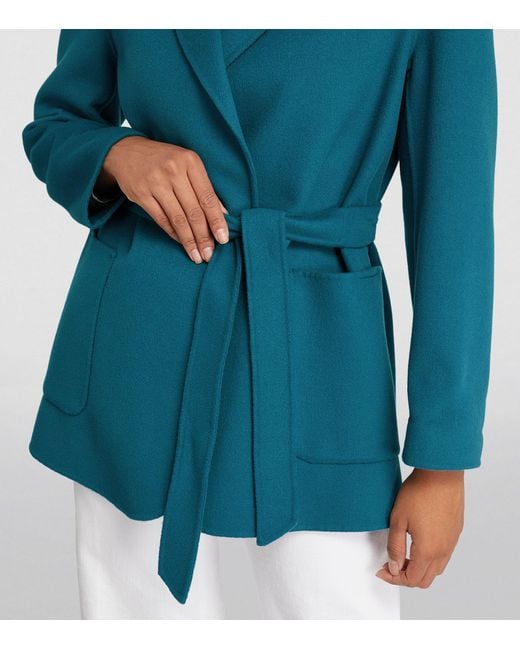 Weekend by Maxmara Blue Wool-blend Ellisse Wrap Coat