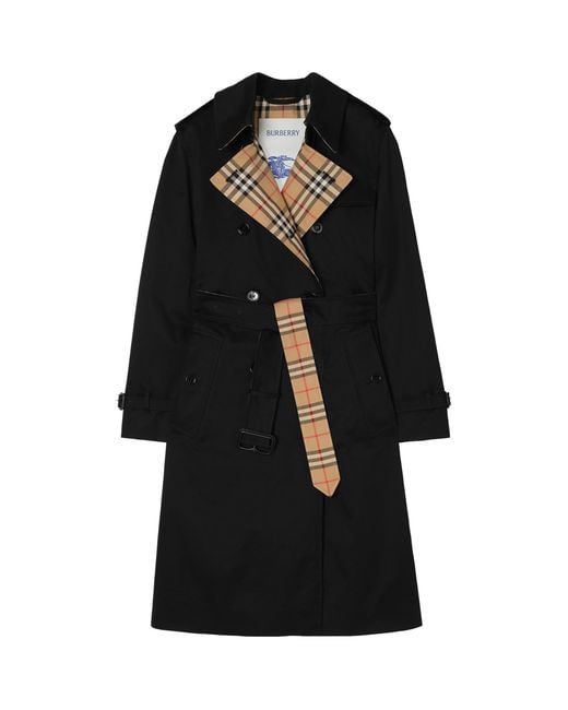 Burberry Black Gabardine Lakefield Long Trench Coat