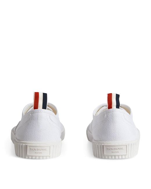 Thom Browne White Canvas Vulcanized Heritage Sneakers for men