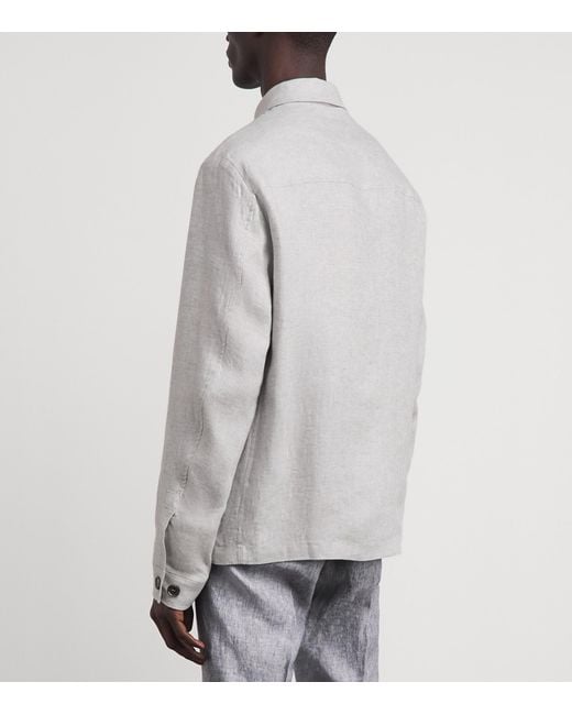 Paul & Shark Gray Linen Chore Overshirt for men
