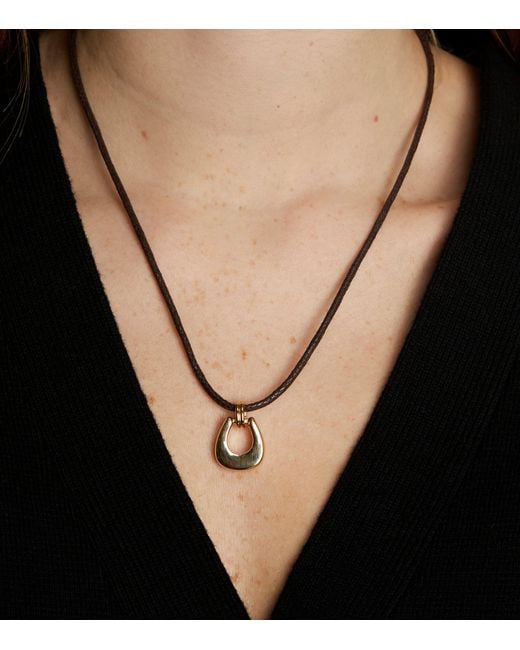 Astrid & Miyu Metallic Corded Horseshoe Pendant Necklace