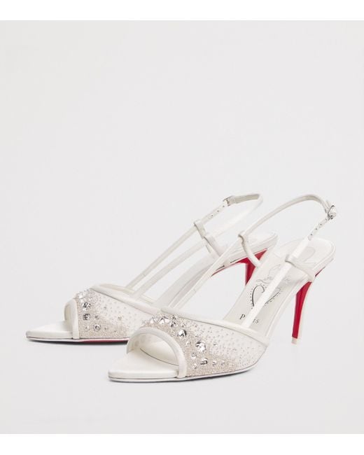 Christian Louboutin White Miss Z Embellished Slingback Sandals 80