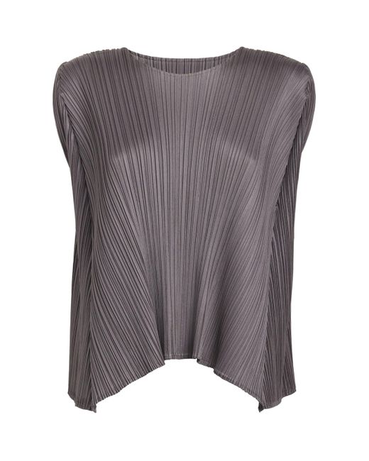 Pleats Please Issey Miyake Gray Efficient Square Sleeveless Blouse