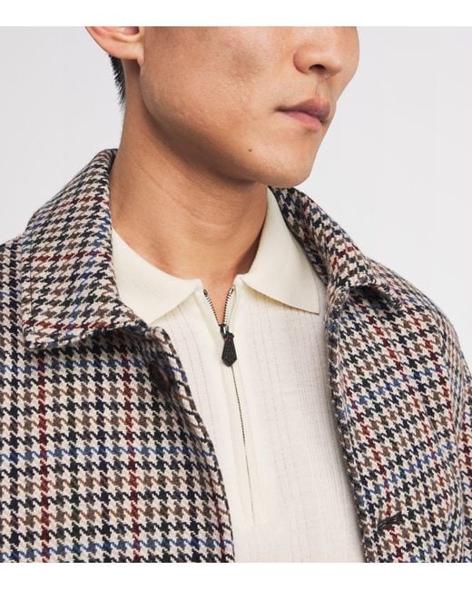 Isaia White Wool-Silk-Cashmere Knit Polo Shirt for men