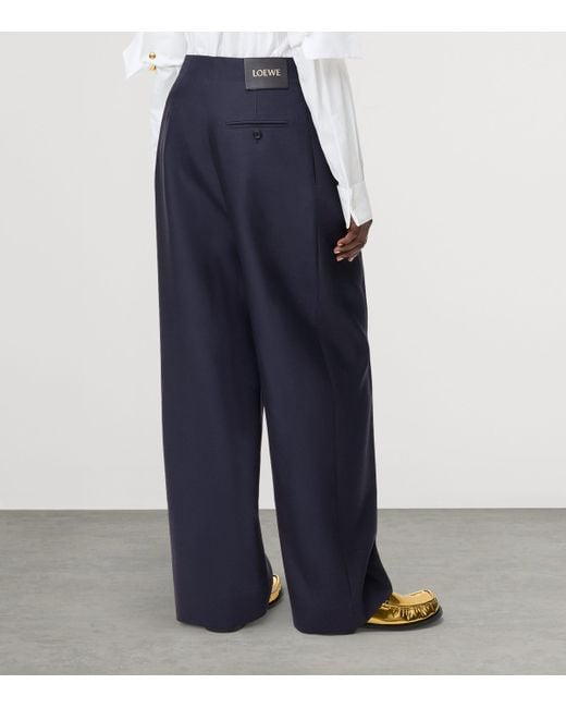 Loewe Blue Buckled Wide-Leg Trousers