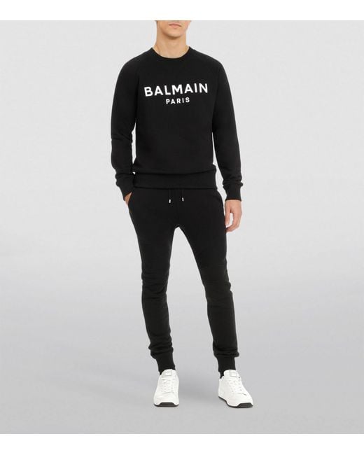 Balmain Black Organic Cotton Logo Sweatshirt for men