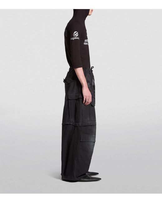 Balenciaga Black Distressed Cargo Trousers for men
