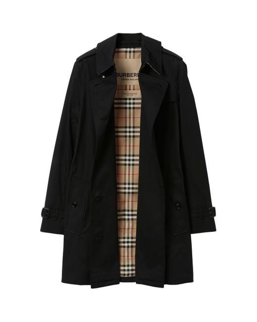 Burberry Black Cotton Short Kensington Heritage Trench Coat