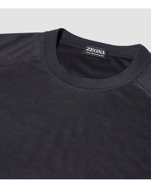 Zegna Black High Performance Wool-cotton T-shirt for men